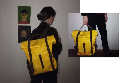 Подарок ручной работы из натуральной кожи | Желтый рюкзак