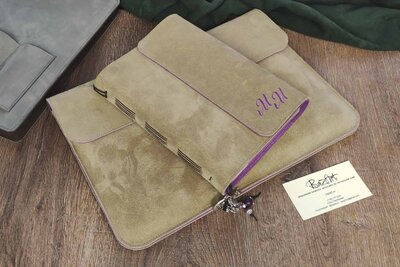 Подарок ручной работы из натуральной кожи | Замшевый ежедневник 11